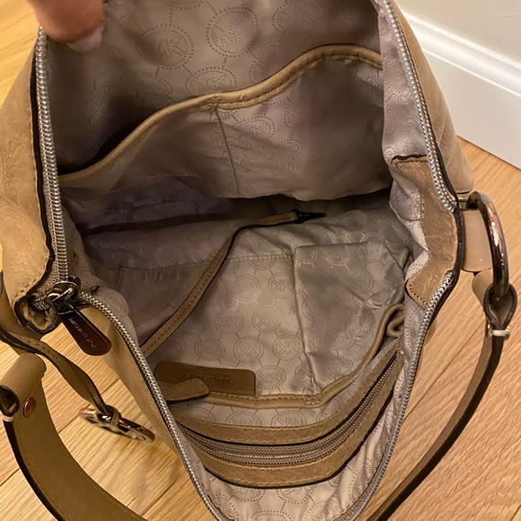 Beige Suade Michael Kors Purse /Rose Gold Accents - Picture 2 of 3
